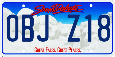 SD license plate 0BJZ18