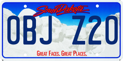 SD license plate 0BJZ20
