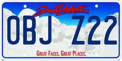 SD license plate 0BJZ22
