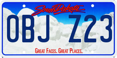 SD license plate 0BJZ23