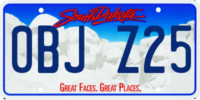 SD license plate 0BJZ25