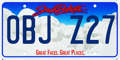 SD license plate 0BJZ27