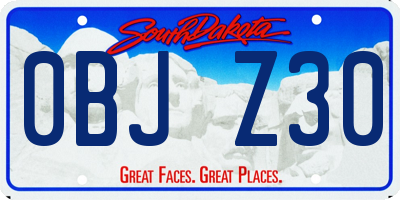 SD license plate 0BJZ30
