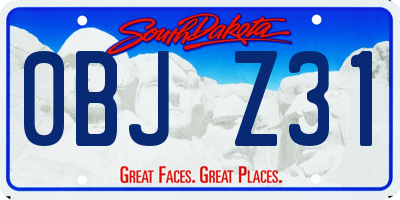 SD license plate 0BJZ31