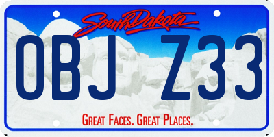SD license plate 0BJZ33