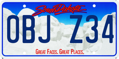 SD license plate 0BJZ34