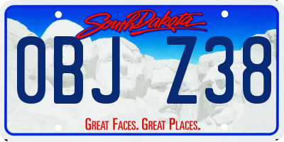 SD license plate 0BJZ38