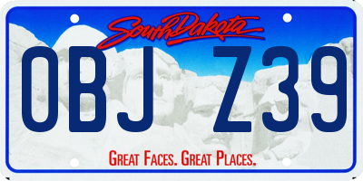 SD license plate 0BJZ39