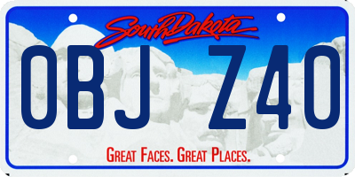 SD license plate 0BJZ40