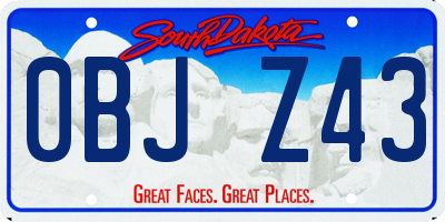 SD license plate 0BJZ43