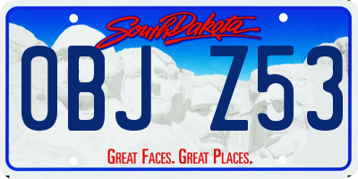 SD license plate 0BJZ53