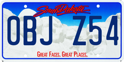 SD license plate 0BJZ54