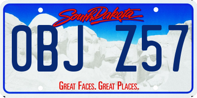 SD license plate 0BJZ57