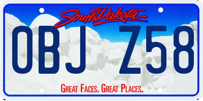 SD license plate 0BJZ58