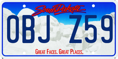 SD license plate 0BJZ59