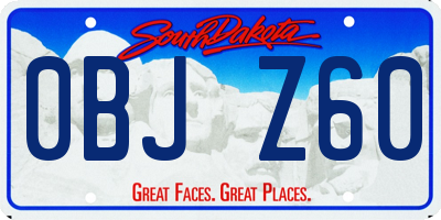 SD license plate 0BJZ60