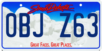 SD license plate 0BJZ63