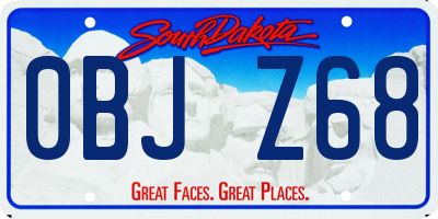 SD license plate 0BJZ68