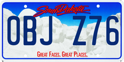 SD license plate 0BJZ76