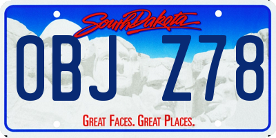 SD license plate 0BJZ78