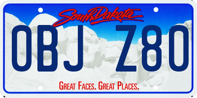 SD license plate 0BJZ80