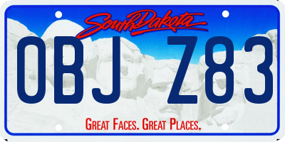SD license plate 0BJZ83