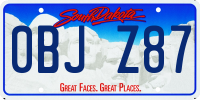 SD license plate 0BJZ87
