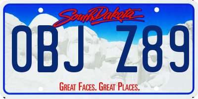 SD license plate 0BJZ89