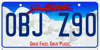 SD license plate 0BJZ90