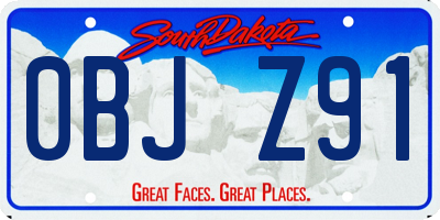SD license plate 0BJZ91