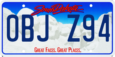 SD license plate 0BJZ94