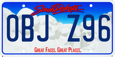 SD license plate 0BJZ96