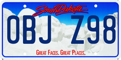 SD license plate 0BJZ98