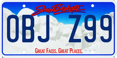 SD license plate 0BJZ99