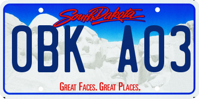 SD license plate 0BKA03