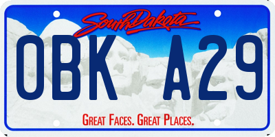 SD license plate 0BKA29