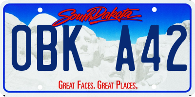 SD license plate 0BKA42