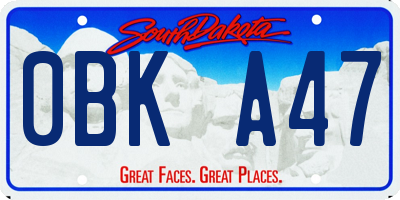 SD license plate 0BKA47