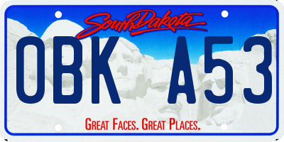 SD license plate 0BKA53
