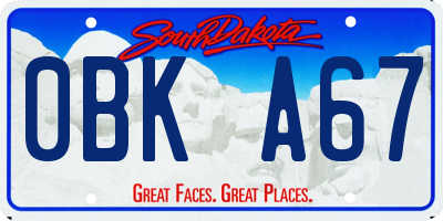 SD license plate 0BKA67