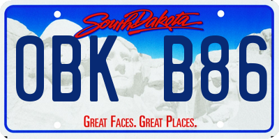SD license plate 0BKB86