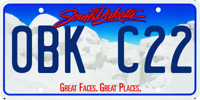 SD license plate 0BKC22