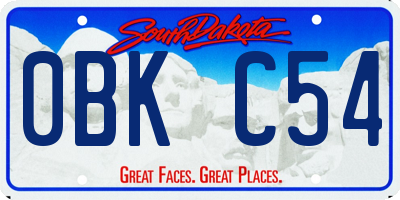 SD license plate 0BKC54