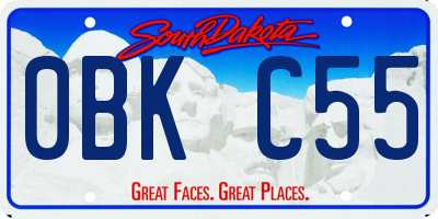 SD license plate 0BKC55