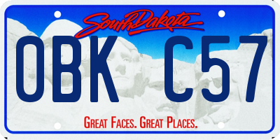 SD license plate 0BKC57