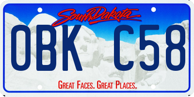 SD license plate 0BKC58