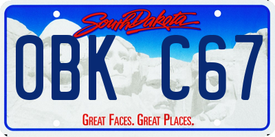 SD license plate 0BKC67
