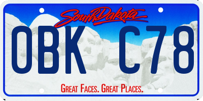 SD license plate 0BKC78