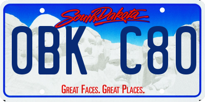 SD license plate 0BKC80