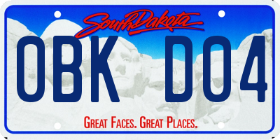 SD license plate 0BKD04